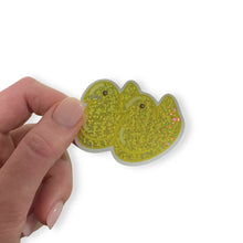 Load image into Gallery viewer, Glitter Yellow Peeps Stickers for Easter Baskets and Favors!
