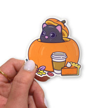 Load image into Gallery viewer, Pumpkin Spice Fall Cat Sticker
