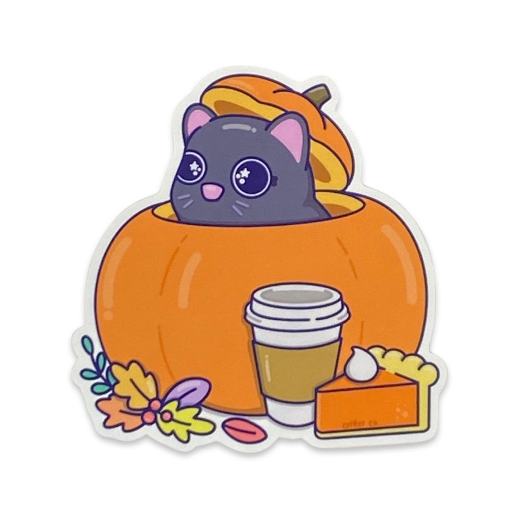Pumpkin Spice Fall Cat Sticker